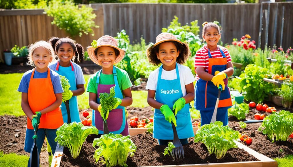 Children gardening