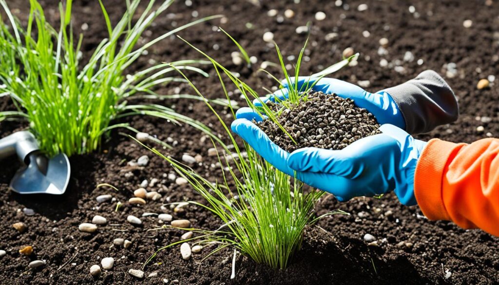 Sowing grass seed on hard dirt