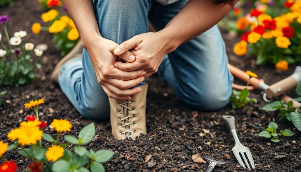 Knee strain gardening