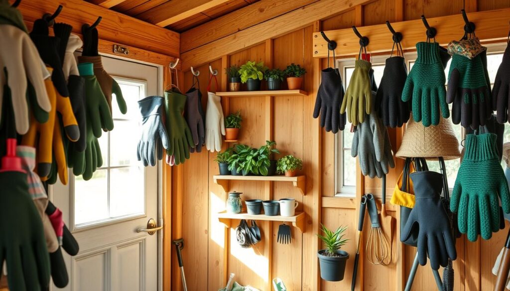 glove storage for gardening gloves