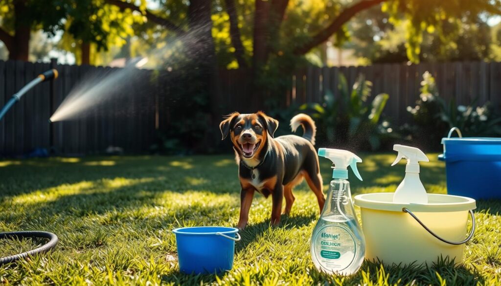 Backyard dog disinfection