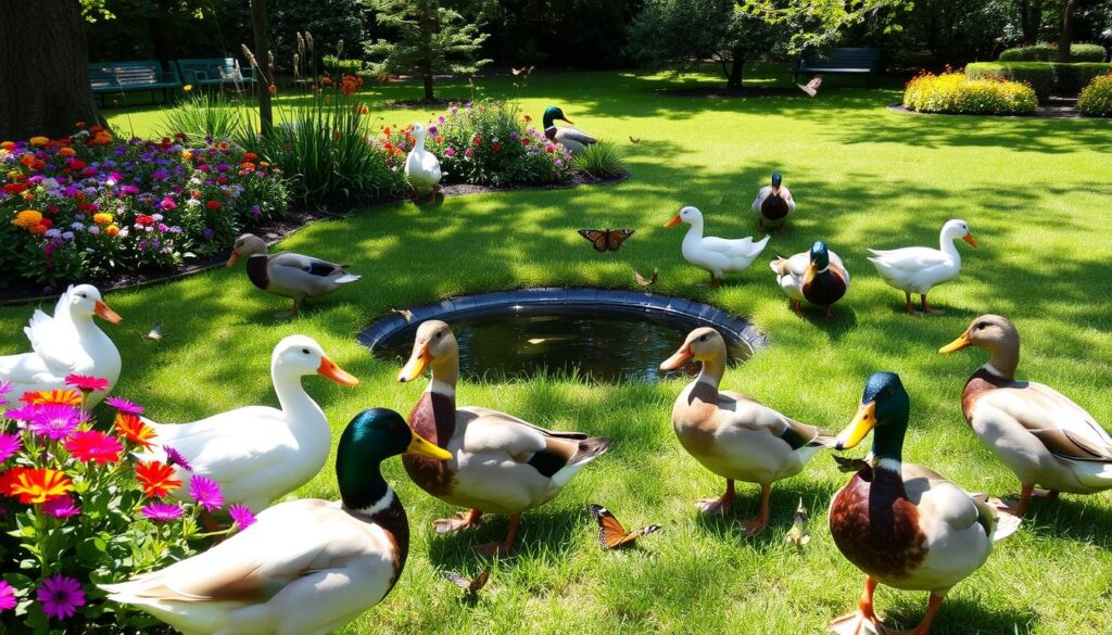 ducks in garden